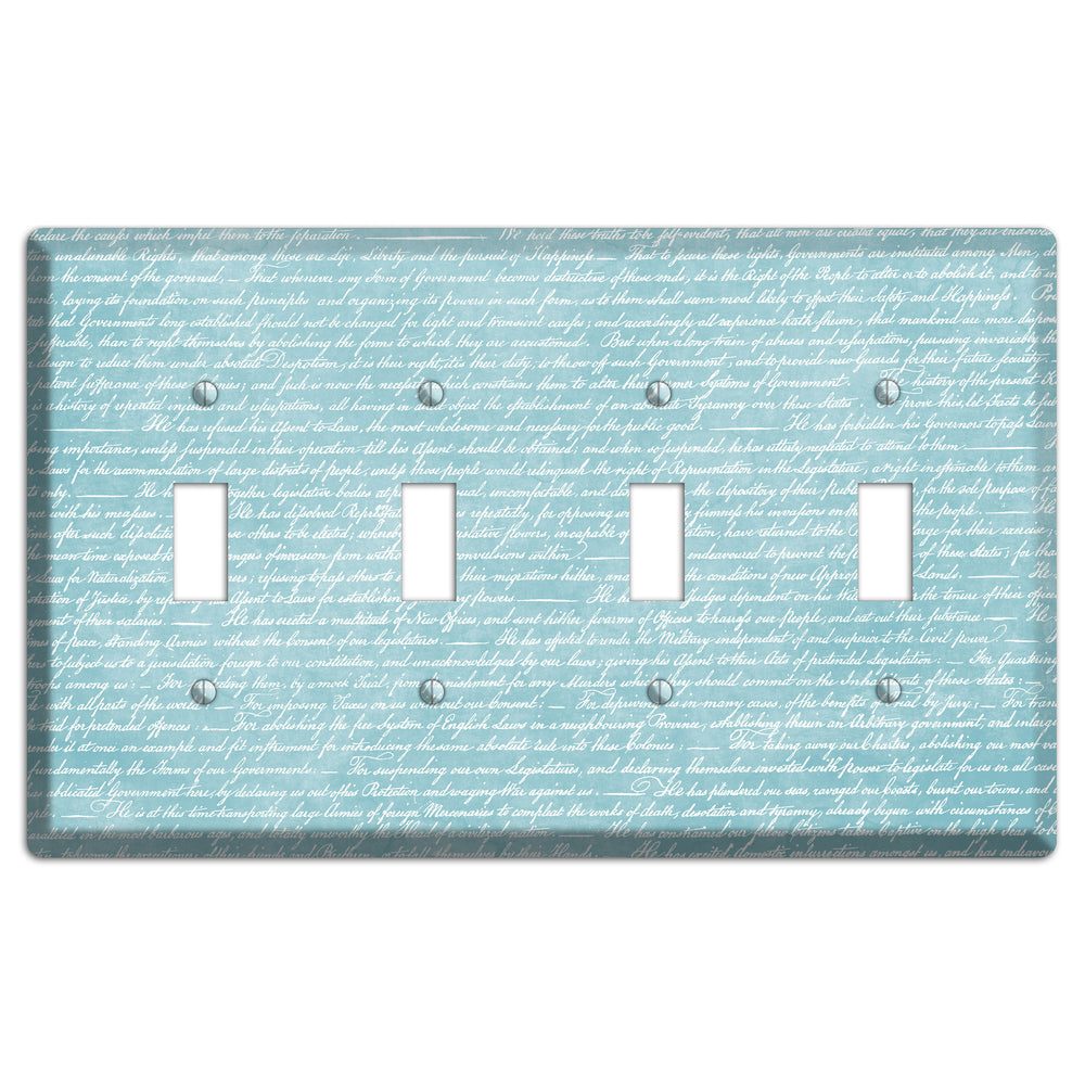 Blue Stained Script 4 Toggle Wallplate