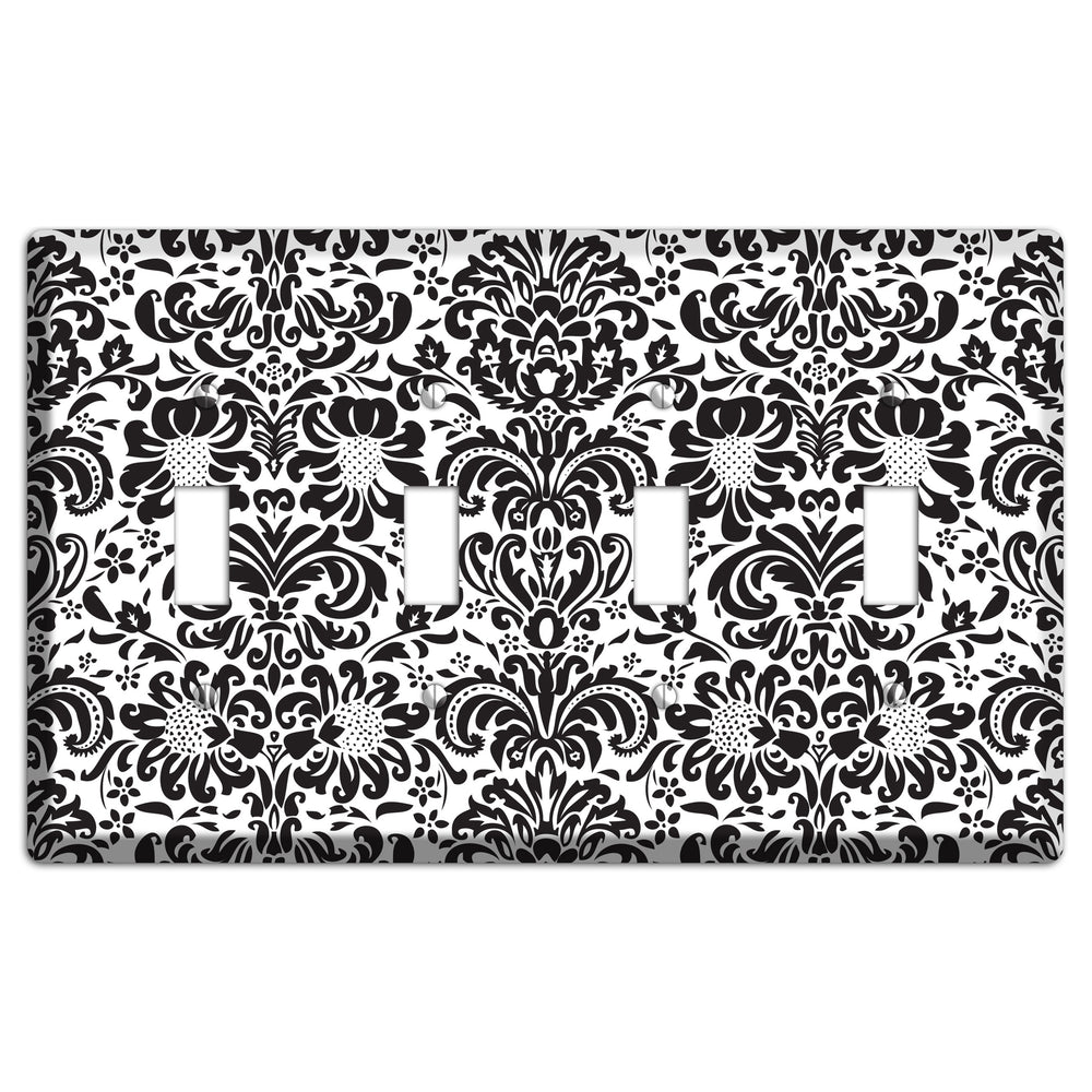 White with Black Toile 4 Toggle Wallplate