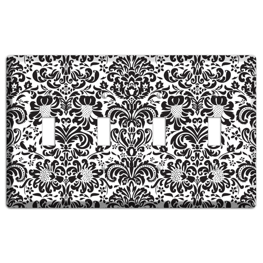 White with Black Toile 4 Toggle Wallplate