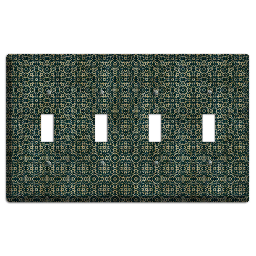 Dark Green Grunge Tapestry 4 Toggle Wallplate
