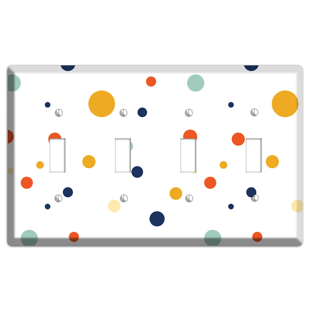 White with Multi Umber and Sage Medium Dots 4 Toggle Wallplate