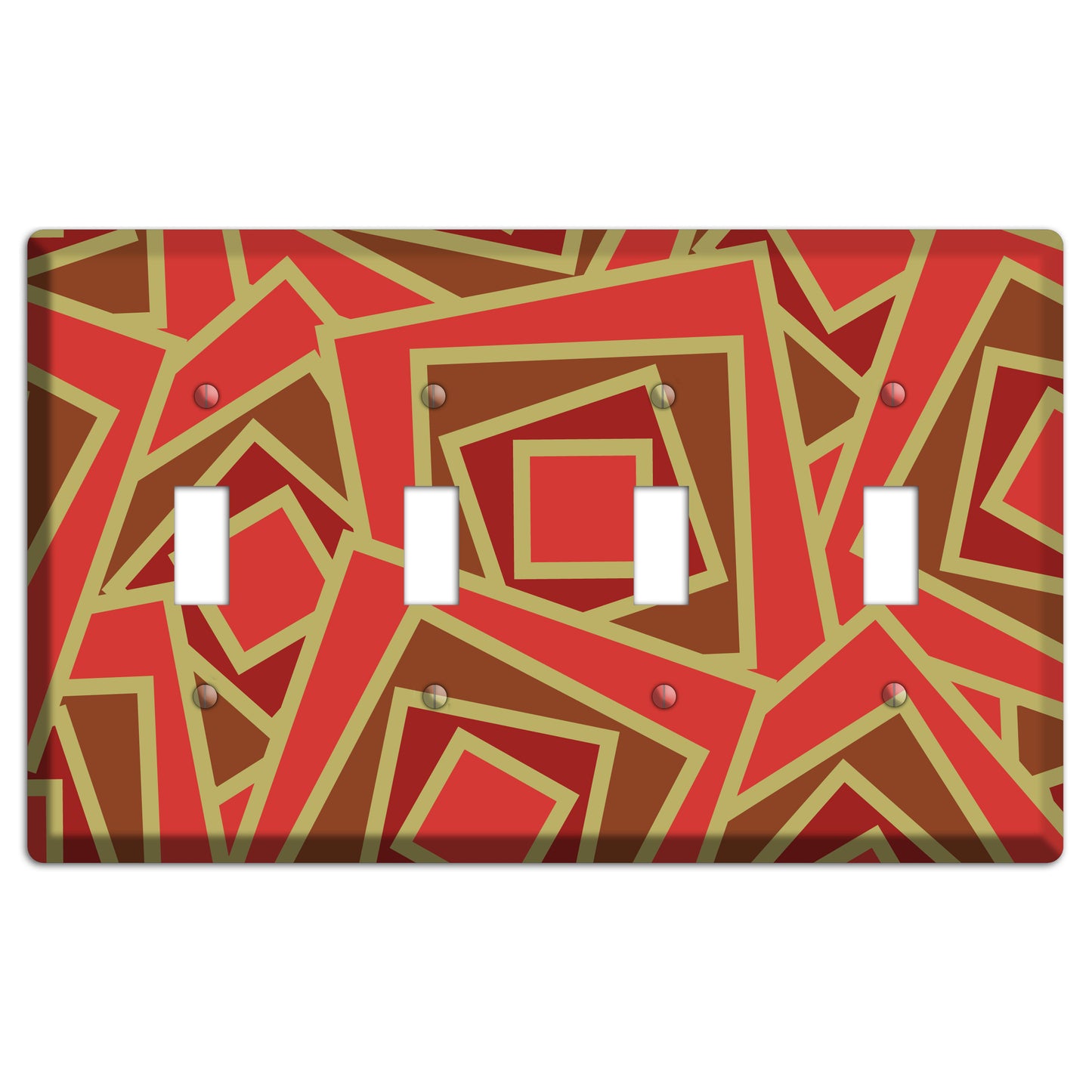 Red and Brown Retro Cubist 4 Toggle Wallplate