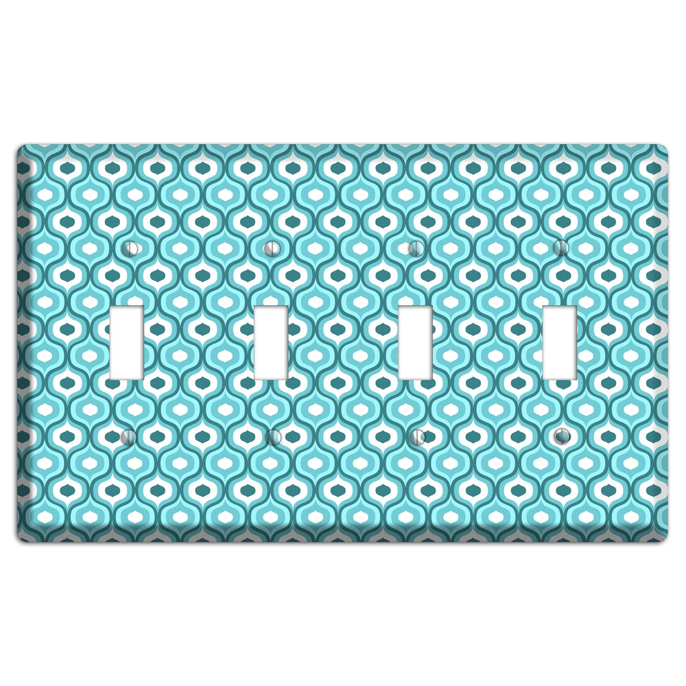 Multi Turquoise Double Scallop 2 4 Toggle Wallplate