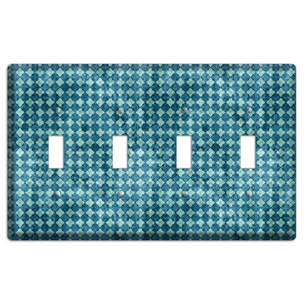 Turquoise Grunge Diamond 4 Toggle Wallplate
