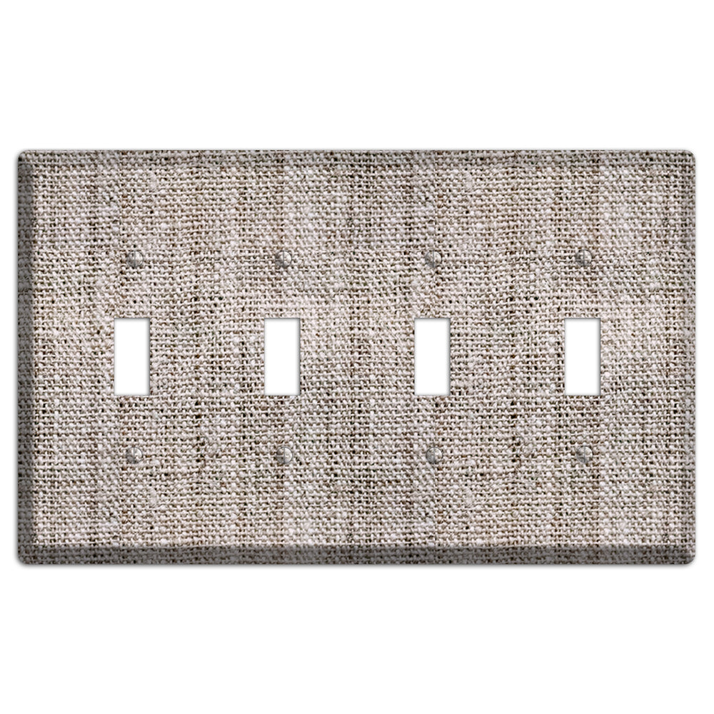 Natural Gray Burlap 4 Toggle Wallplate