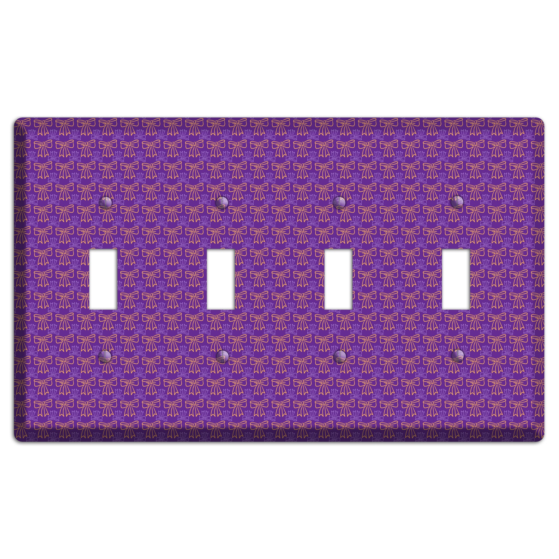 Purple with Pink Bows 4 Toggle Wallplate