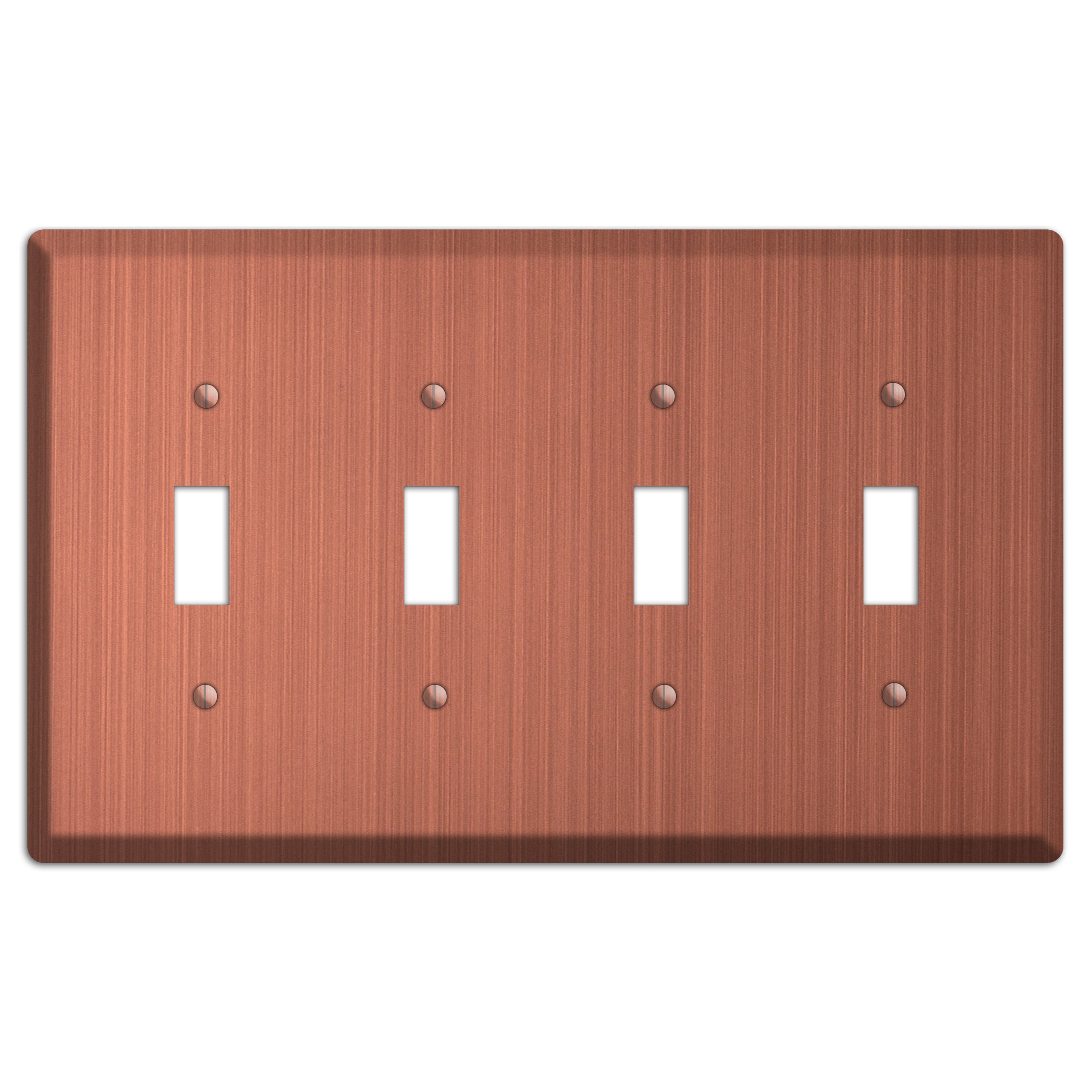 Antique Brushed Solid Copper 4 Toggle Wallplate