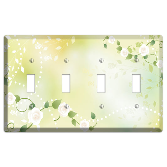 Green Delicate Flowers 4 Toggle Wallplate