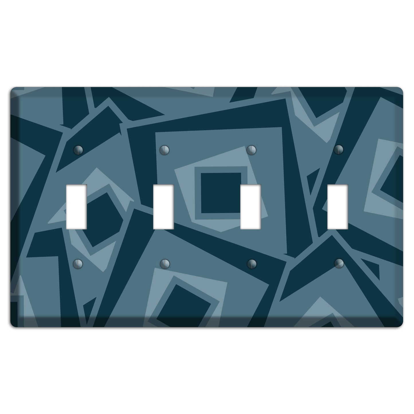 Blue-grey Retro Cubist 4 Toggle Wallplate