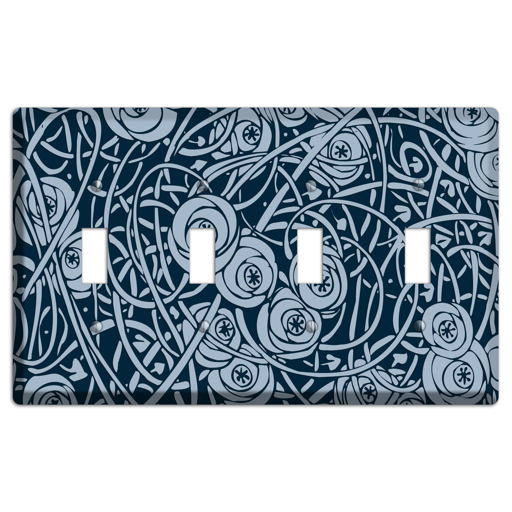 Navy Abstract Floral 4 Toggle Wallplate