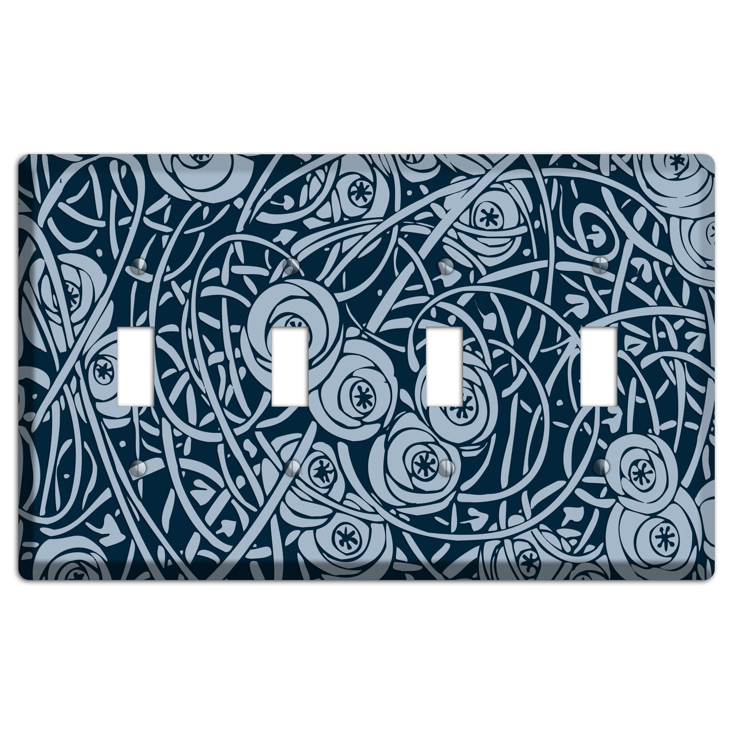 Navy Abstract Floral 4 Toggle Wallplate