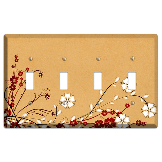 Delicate Red Flowers 4 Toggle Wallplate