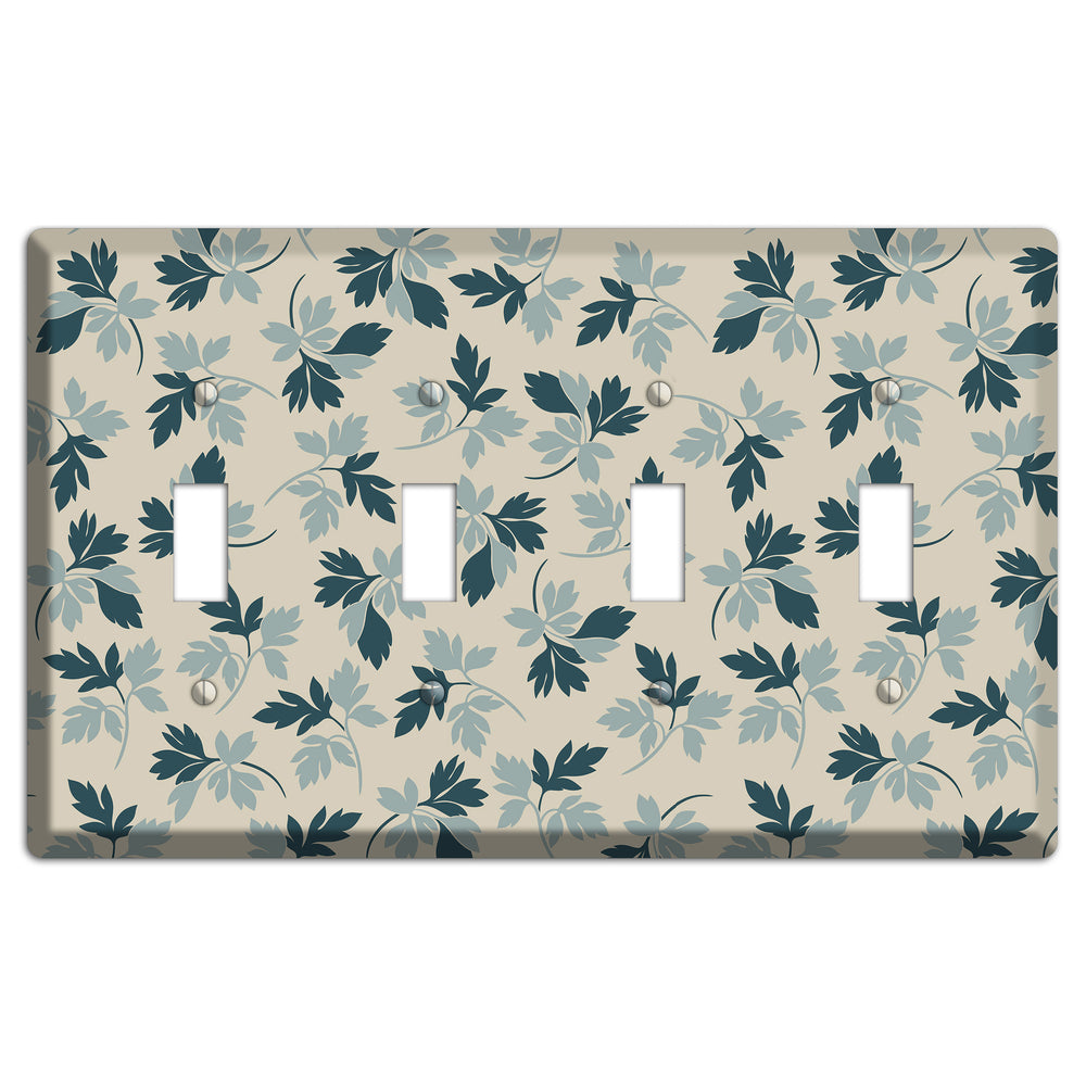Blue Leaves 4 Toggle Wallplate