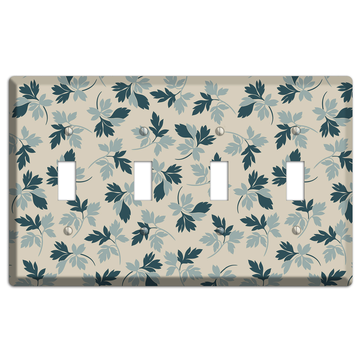 Blue Leaves 4 Toggle Wallplate