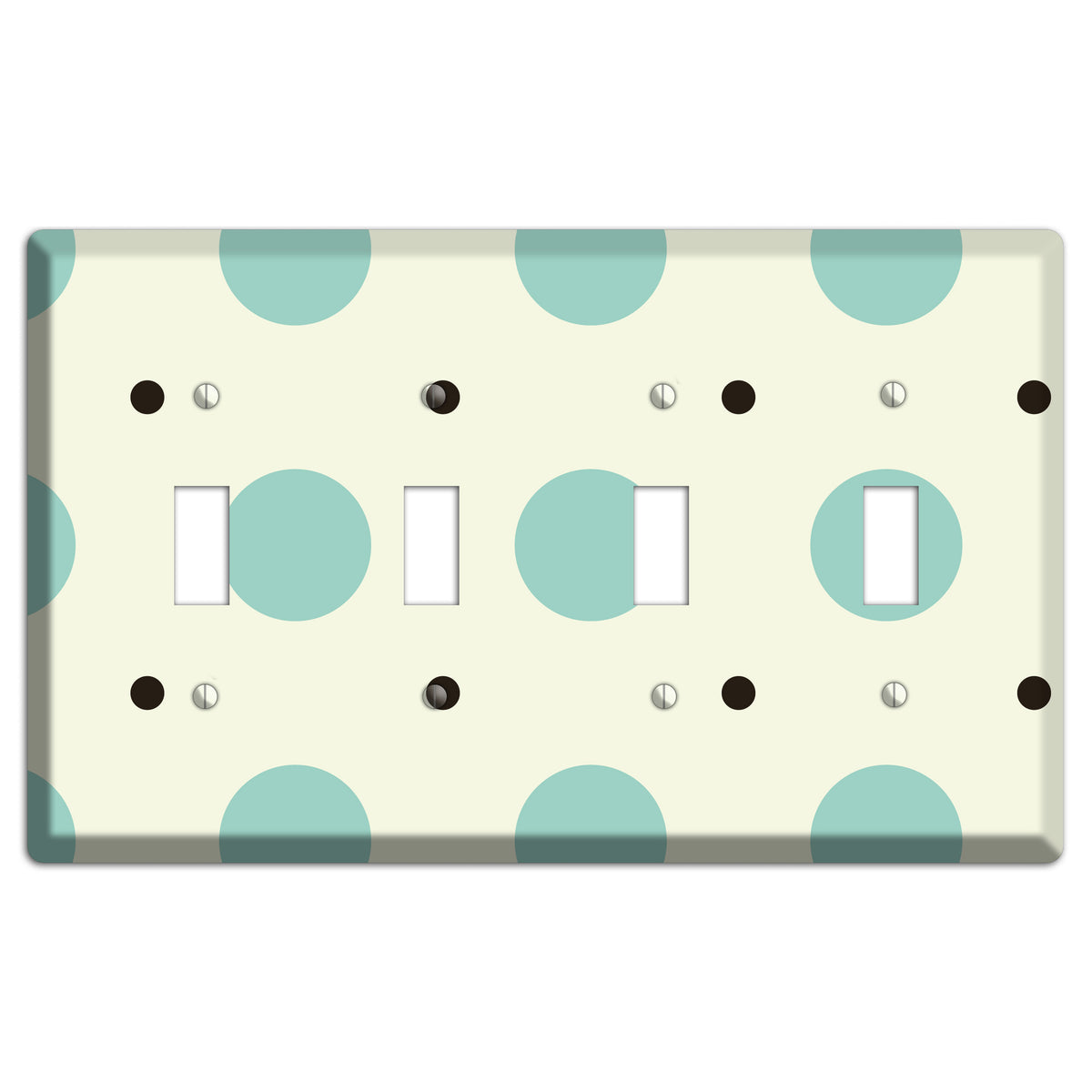 Soft Green with Aqua and Black Multi Tiled Medium Dots 4 Toggle Wallplate