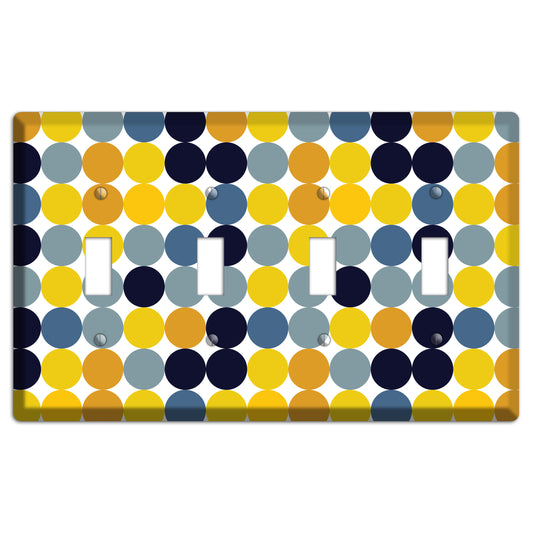 Multi Yellow and Blue Dots 4 Toggle Wallplate