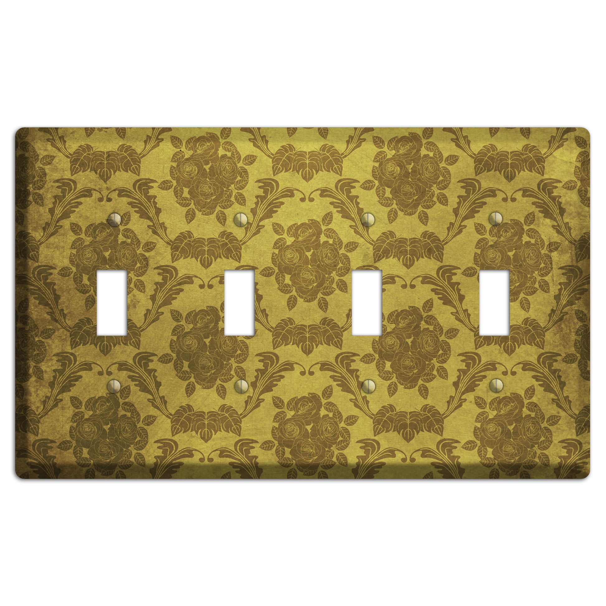 Pesto Vintage Rose Damask 4 Toggle Wallplate