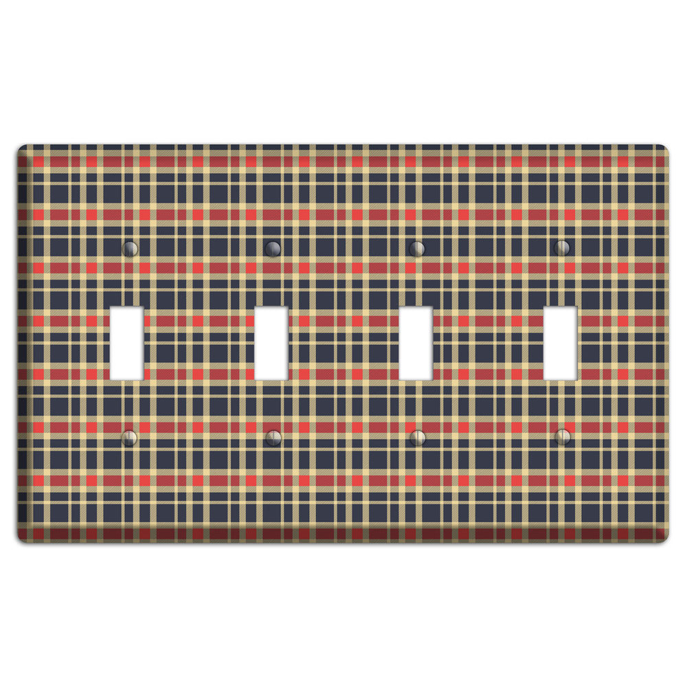 Maroon and Black Plaid 2 4 Toggle Wallplate