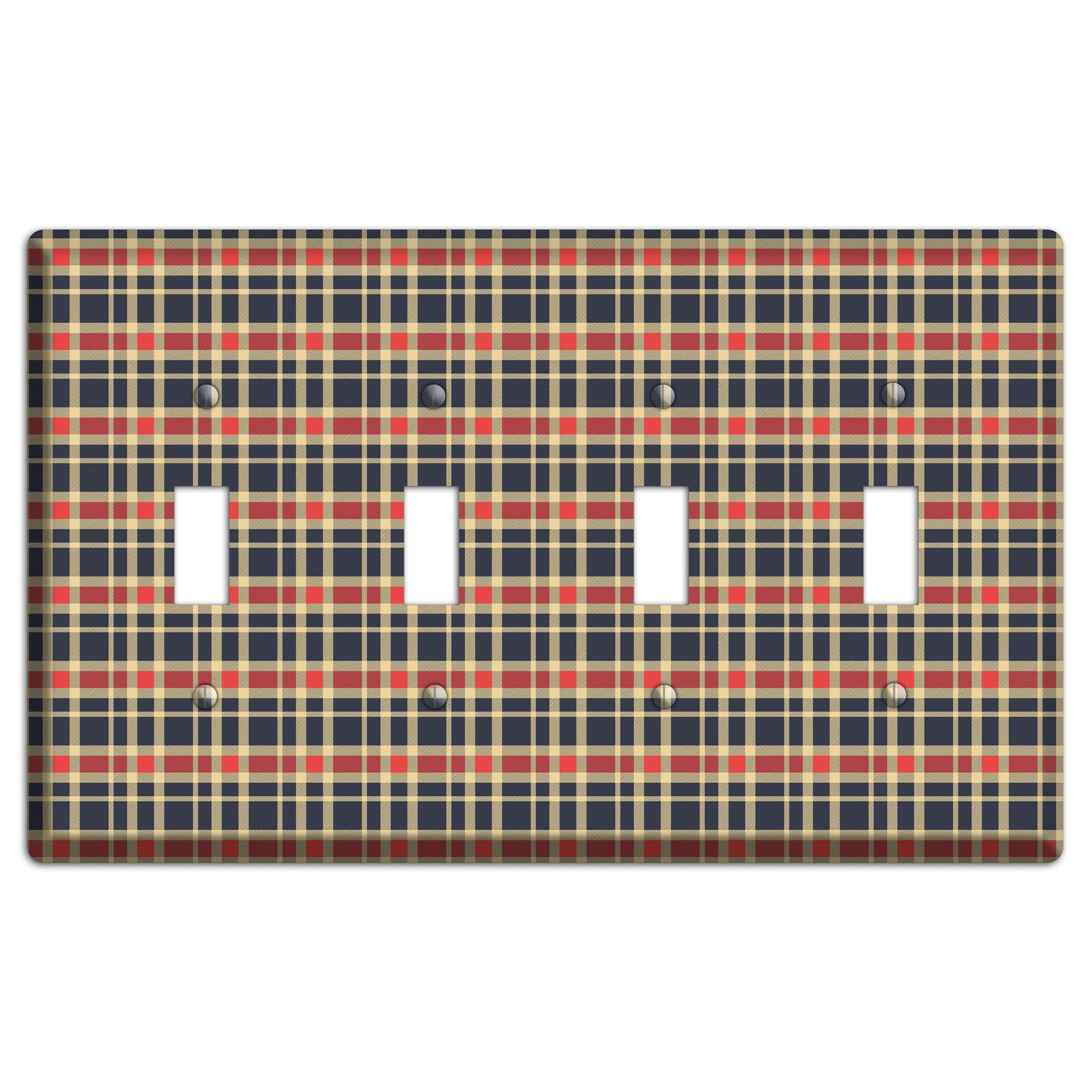 Maroon and Black Plaid 2 4 Toggle Wallplate