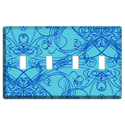 Turquoise Deco Sketch 4 Toggle Wallplate