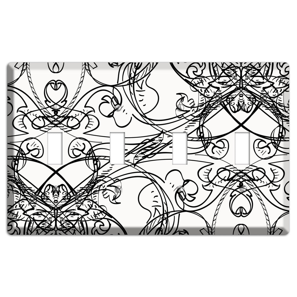 White Deco Sketch 4 Toggle Wallplate
