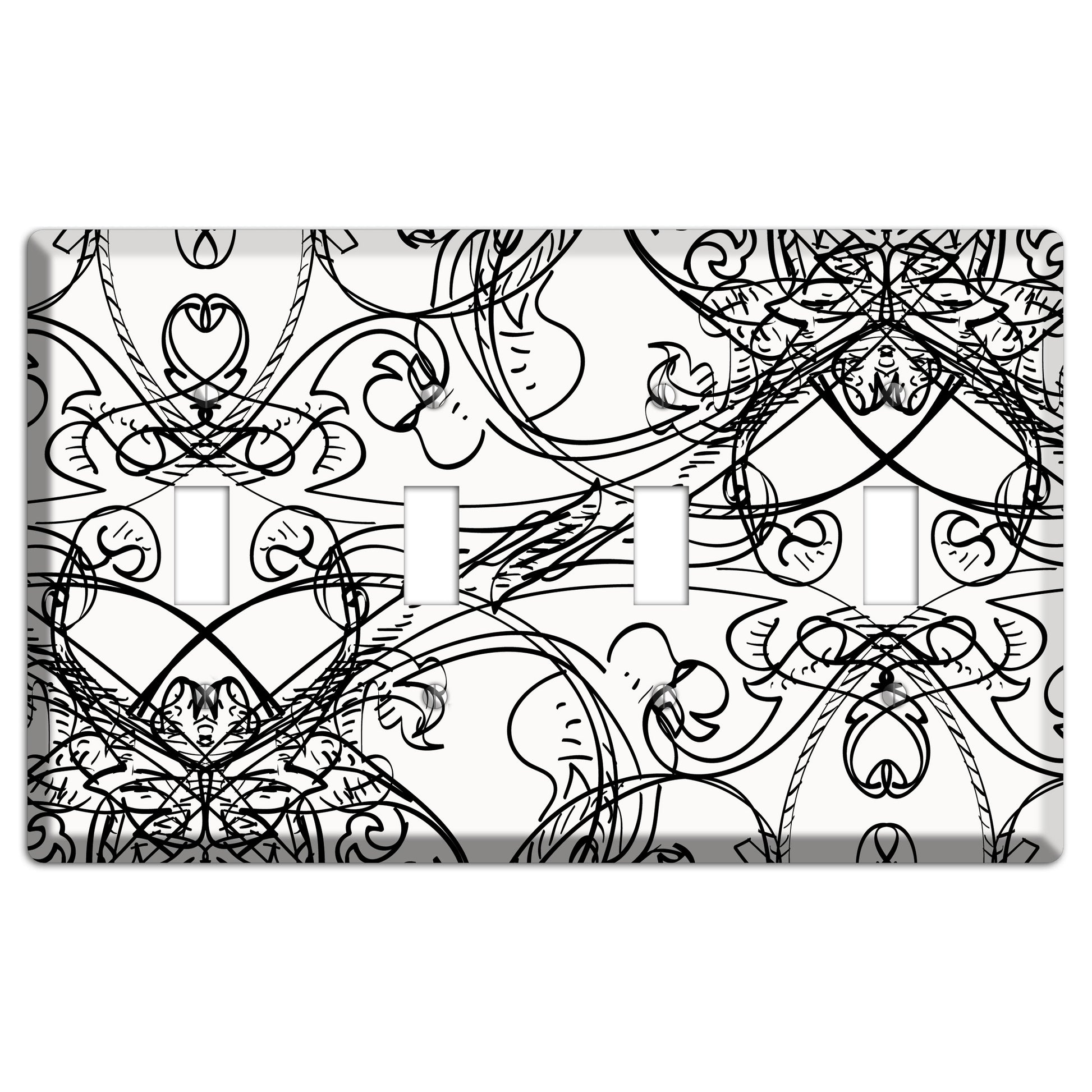 White Deco Sketch 4 Toggle Wallplate