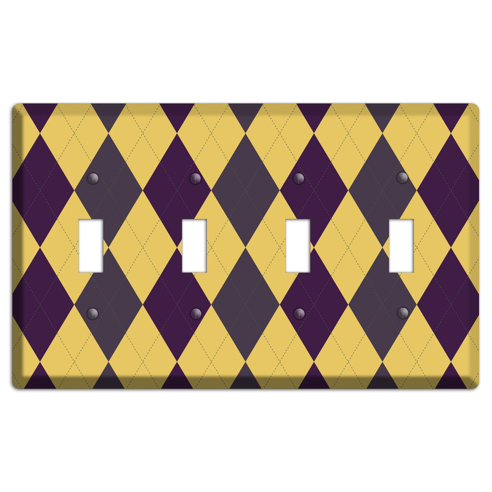 Yellow Plum Brown Argyle 4 Toggle Wallplate