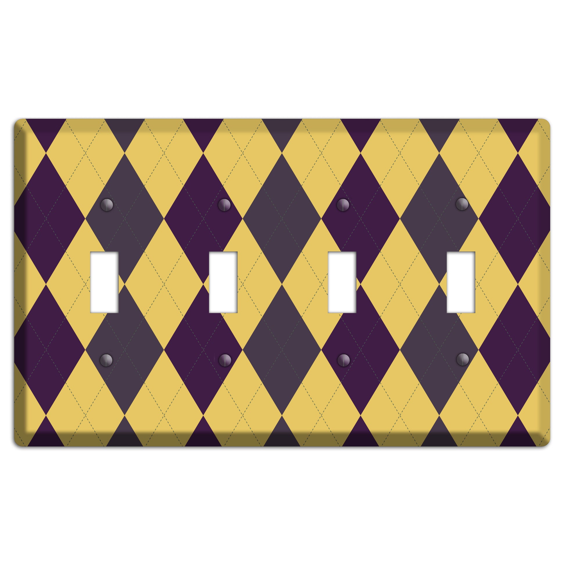 Yellow Plum Brown Argyle 4 Toggle Wallplate