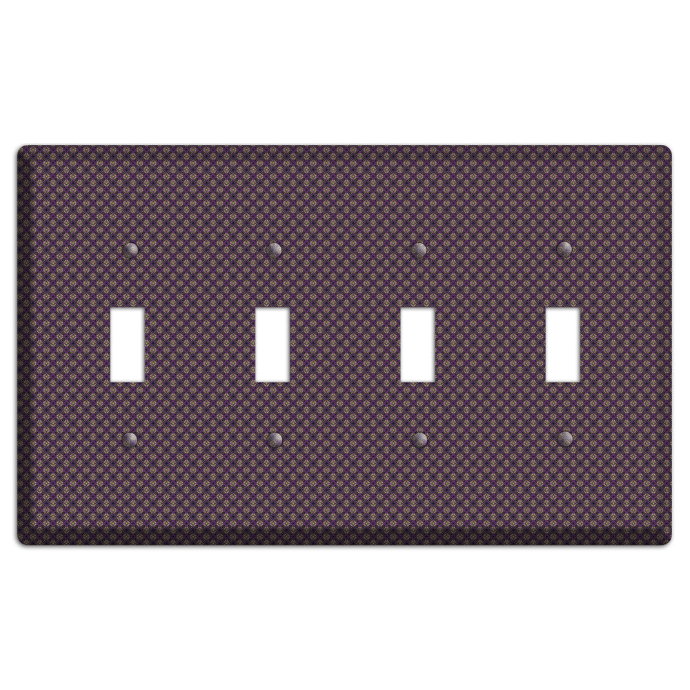Brown and Purple Tiny Arabesque 4 Toggle Wallplate