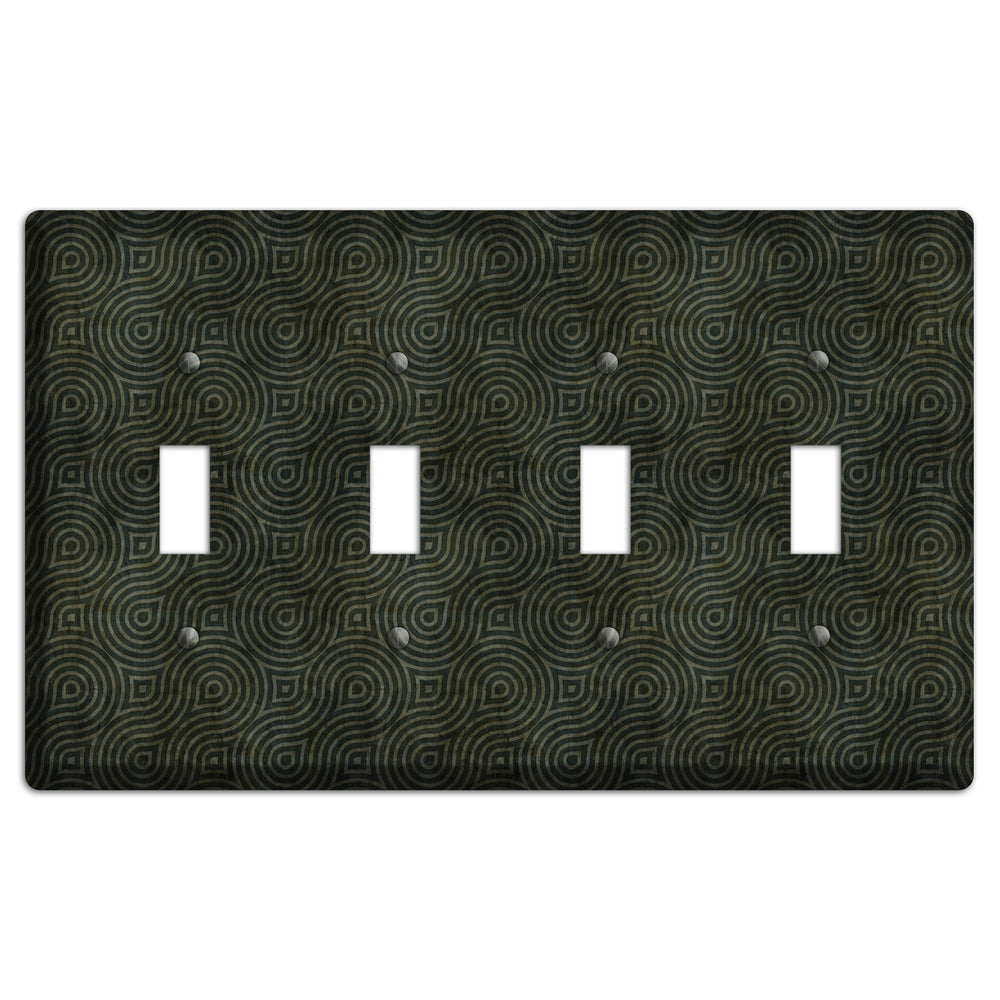 Green and Black Swirl 4 Toggle Wallplate