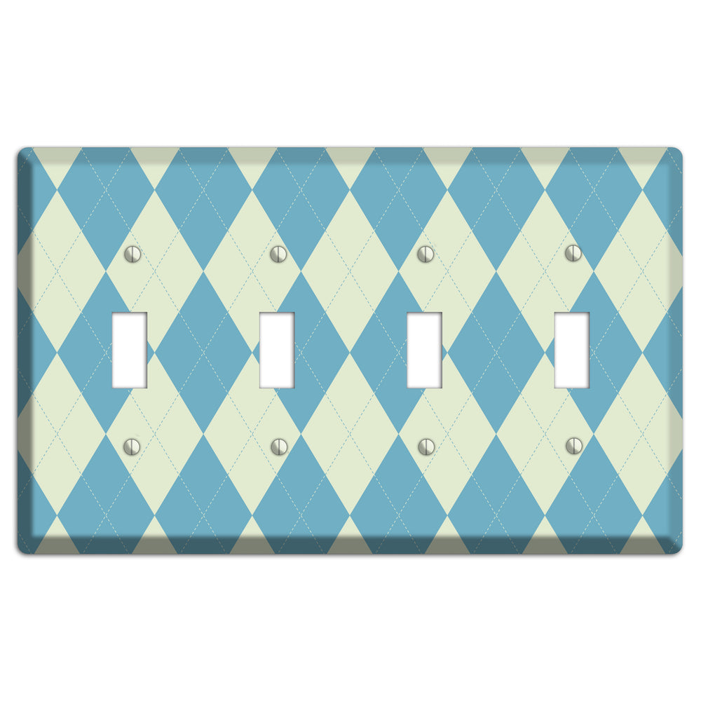 Mustard and Black Plaid 4 Toggle Wallplate