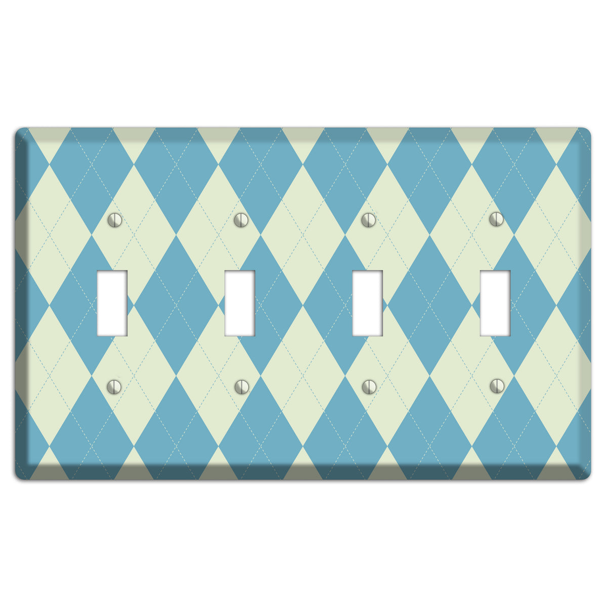 Mustard and Black Plaid 4 Toggle Wallplate
