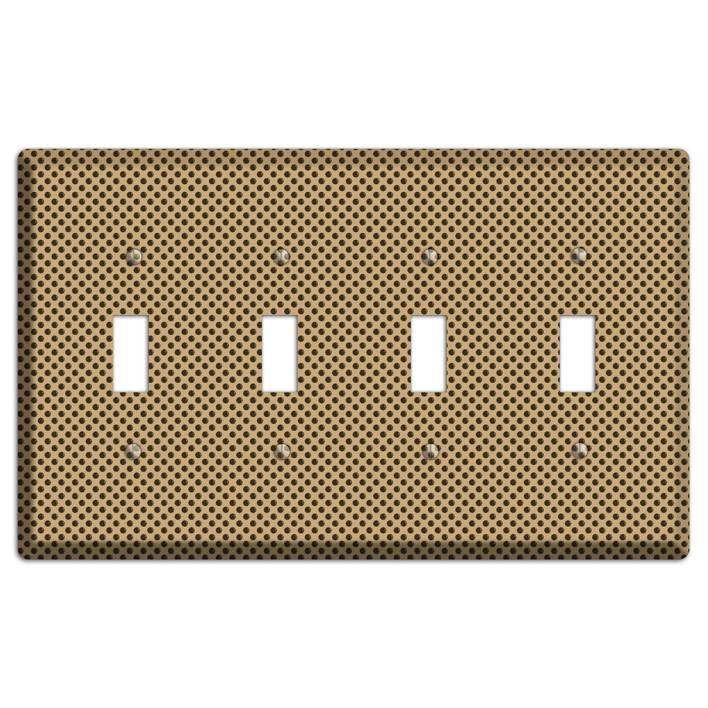 Beige with Brown Polka Dots 4 Toggle Wallplate
