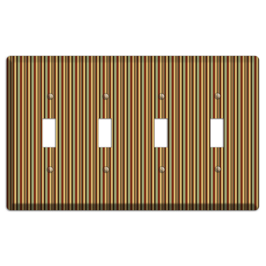 Red and Green Stripes 4 Toggle Wallplate