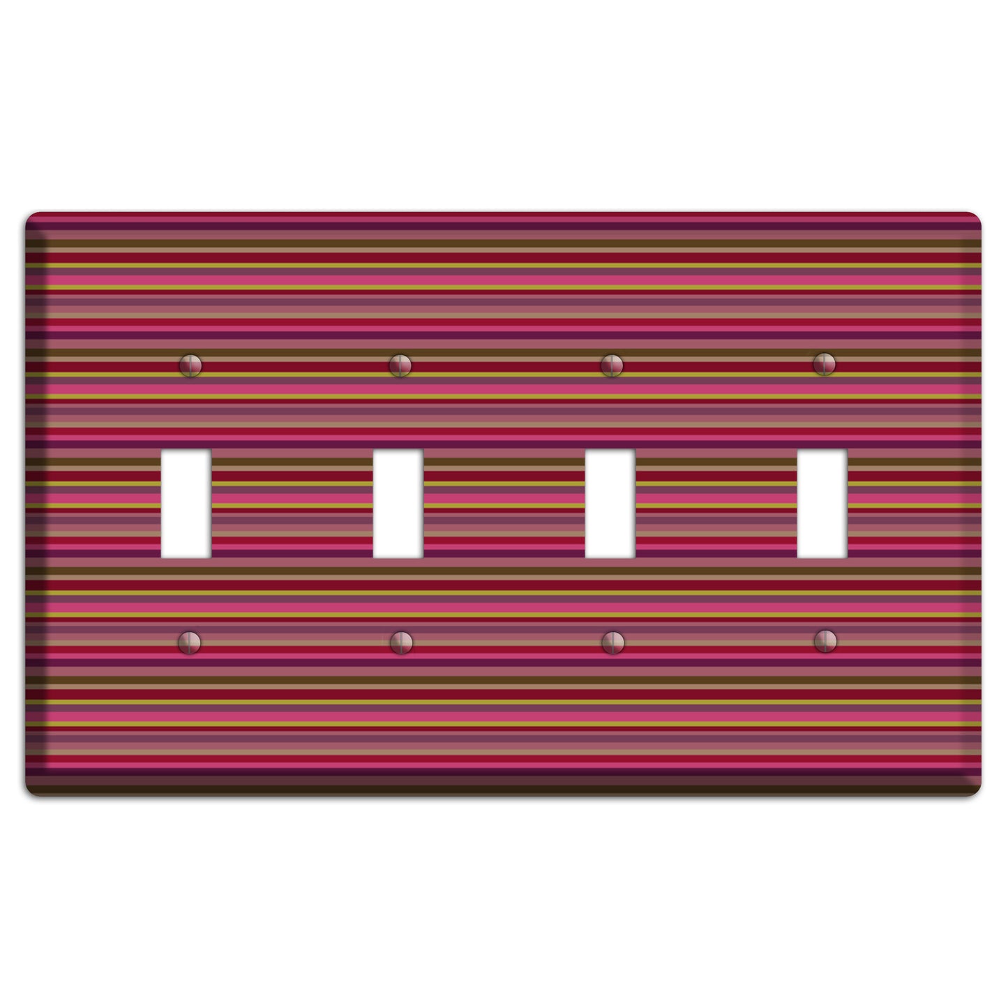 Fuschia Multi Horizontal Stripes 4 Toggle Wallplate