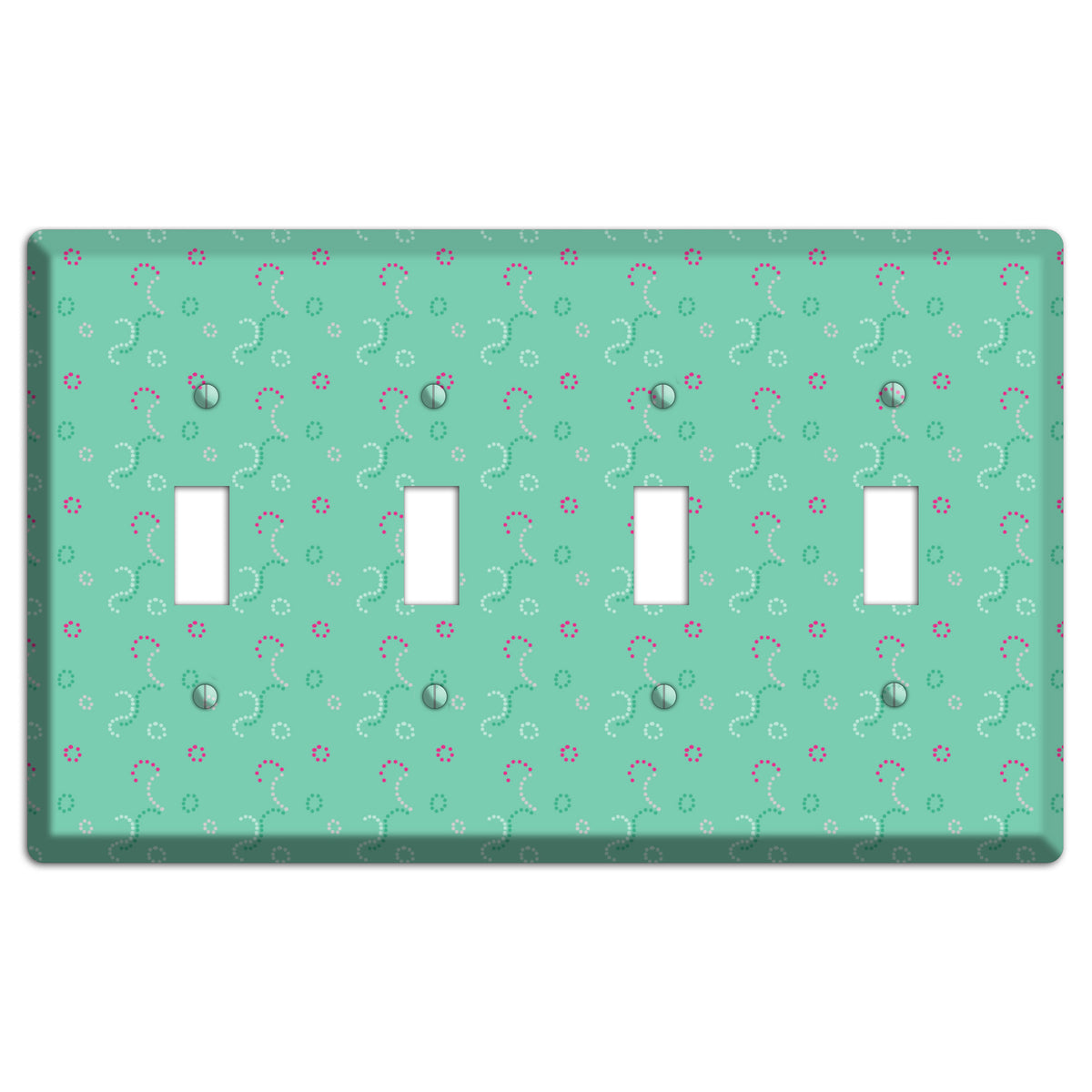 Multi Aqua with Fuschia Stipple 4 Toggle Wallplate