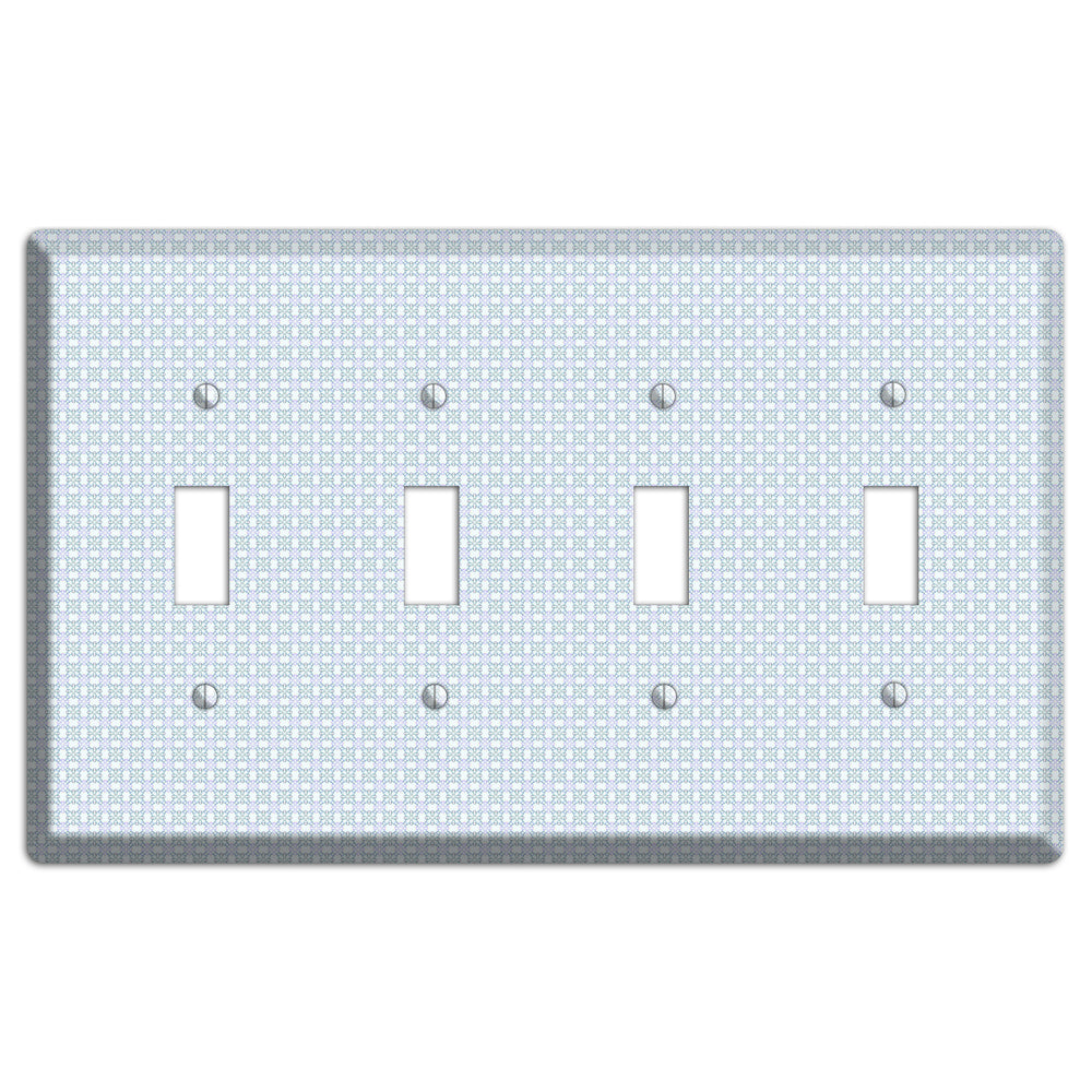 Light Blue and Lavender Tiled Tiny Arabesque 4 Toggle Wallplate