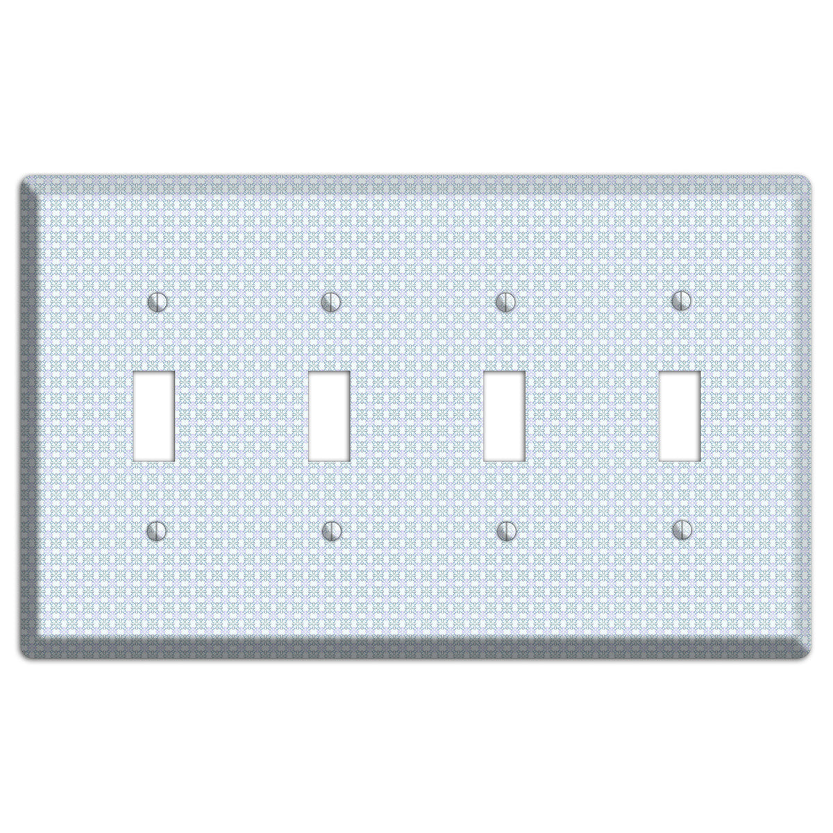 Light Blue and Lavender Tiled Tiny Arabesque 4 Toggle Wallplate