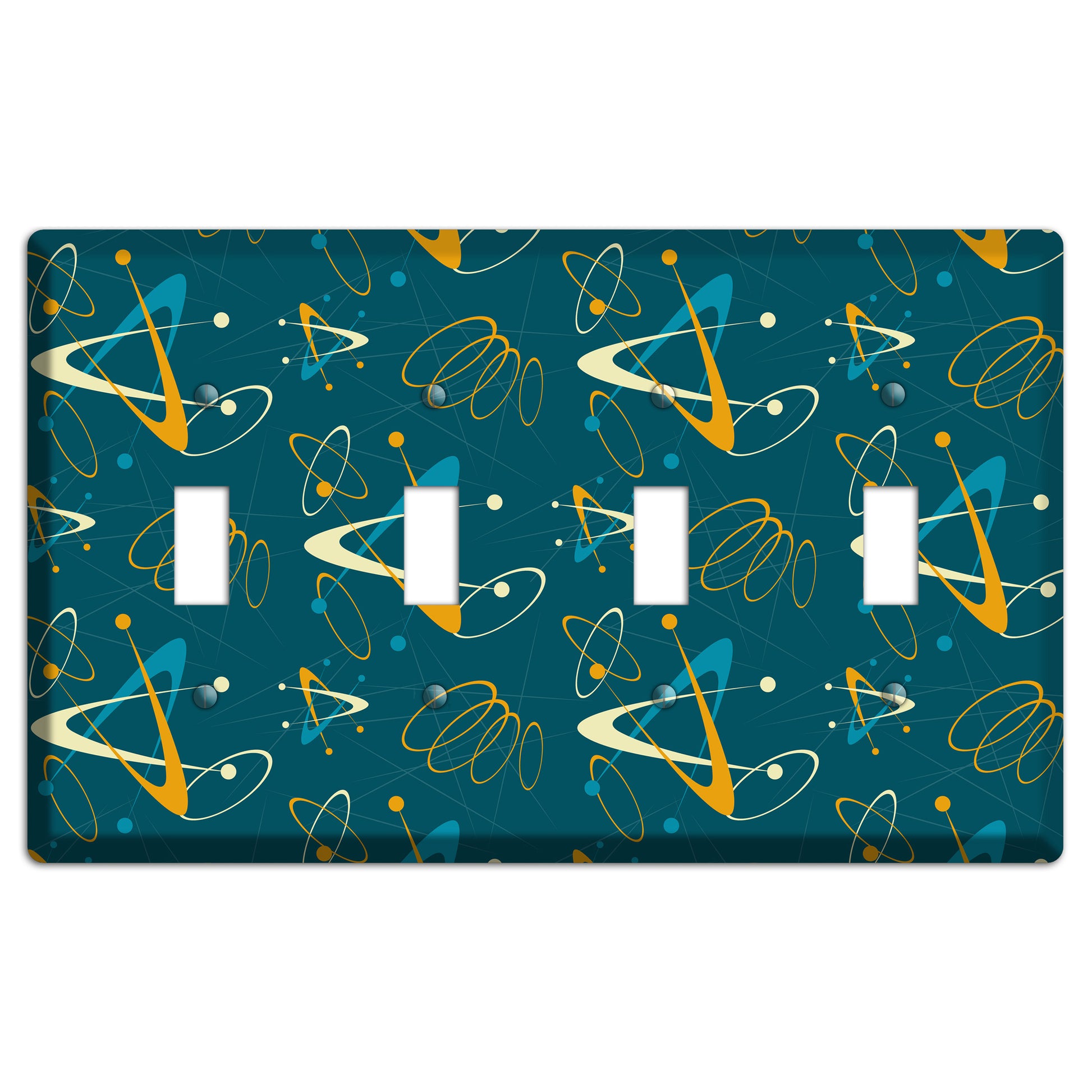 Mustard and Blue Atomic 4 Toggle Wallplate