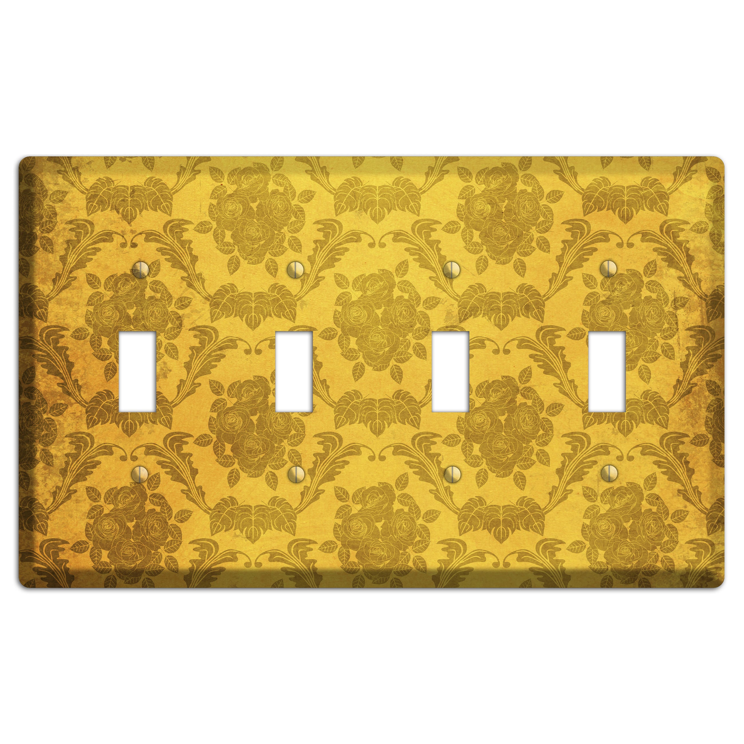 Tusock Vintage Rose Damask 4 Toggle Wallplate