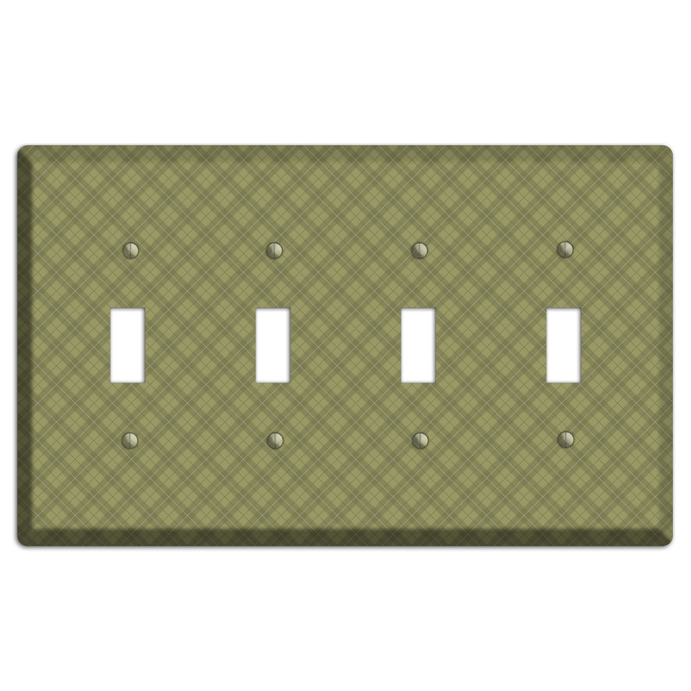 Green Plaid 4 Toggle Wallplate