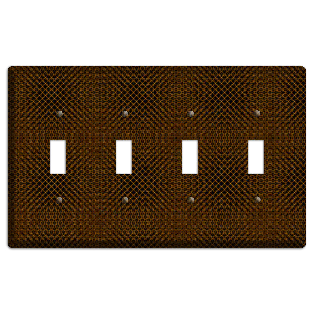 Brown Geometric 4 Toggle Wallplate