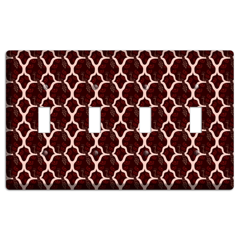 Dark Quatrefoil Peacock 4 Toggle Wallplate