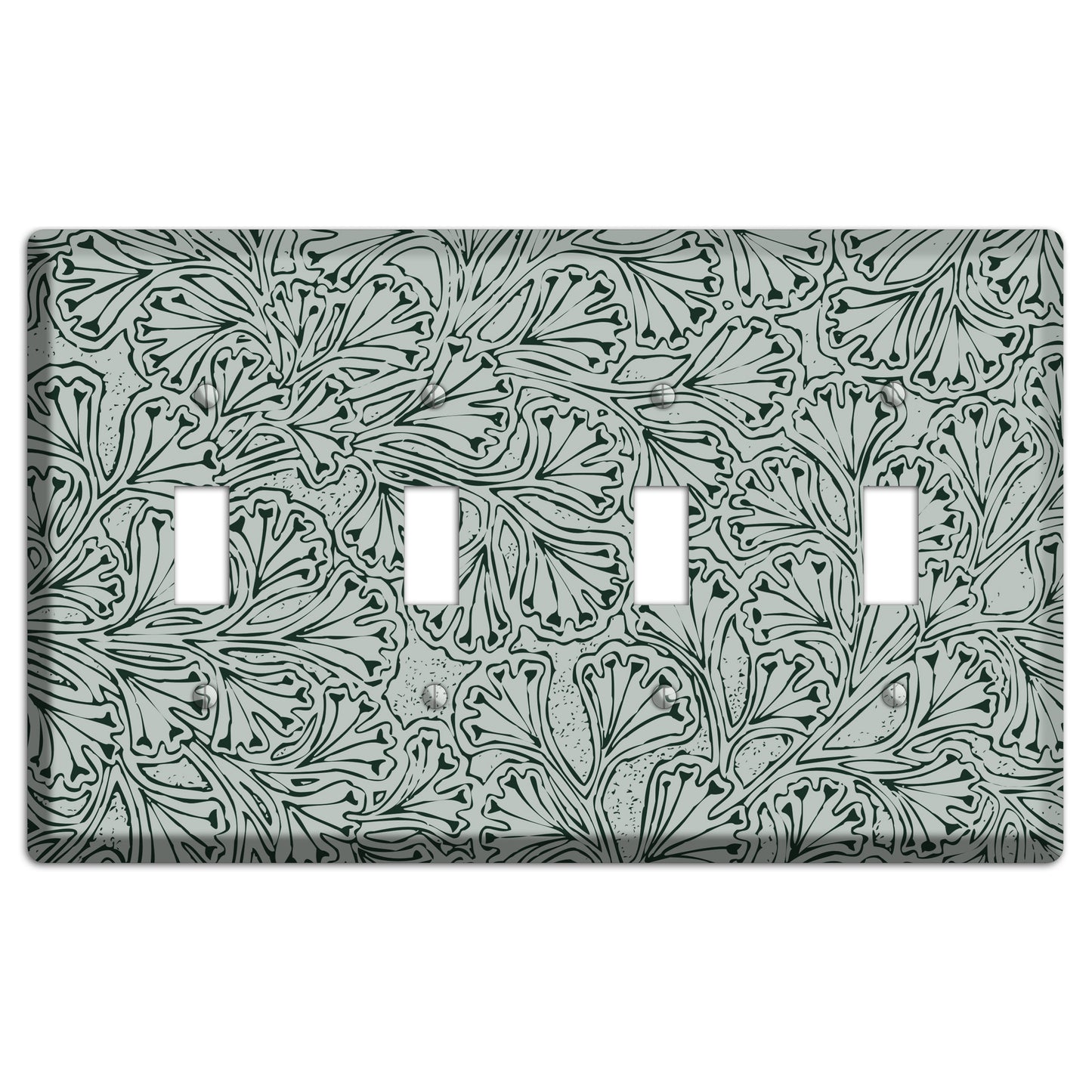 Deco Grey Interlocking Floral 4 Toggle Wallplate