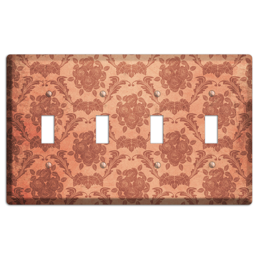 Contessa Vintage Rose Damask 4 Toggle Wallplate