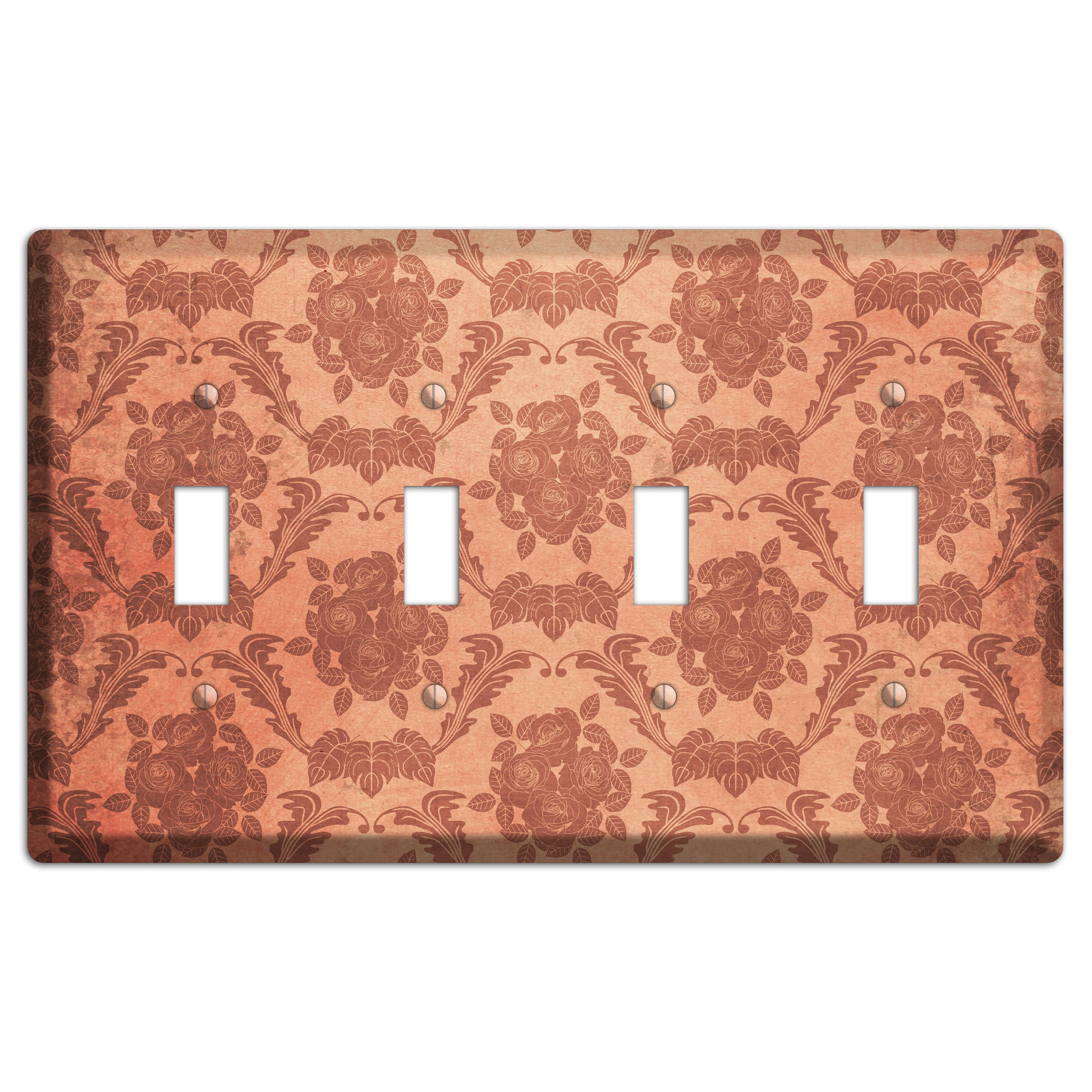 Contessa Vintage Rose Damask 4 Toggle Wallplate
