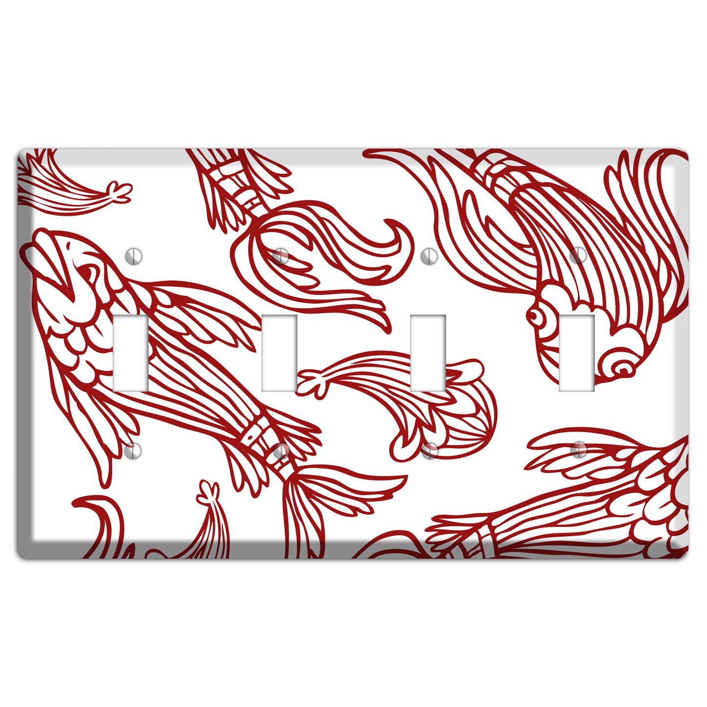Red and White Koi 4 Toggle Wallplate