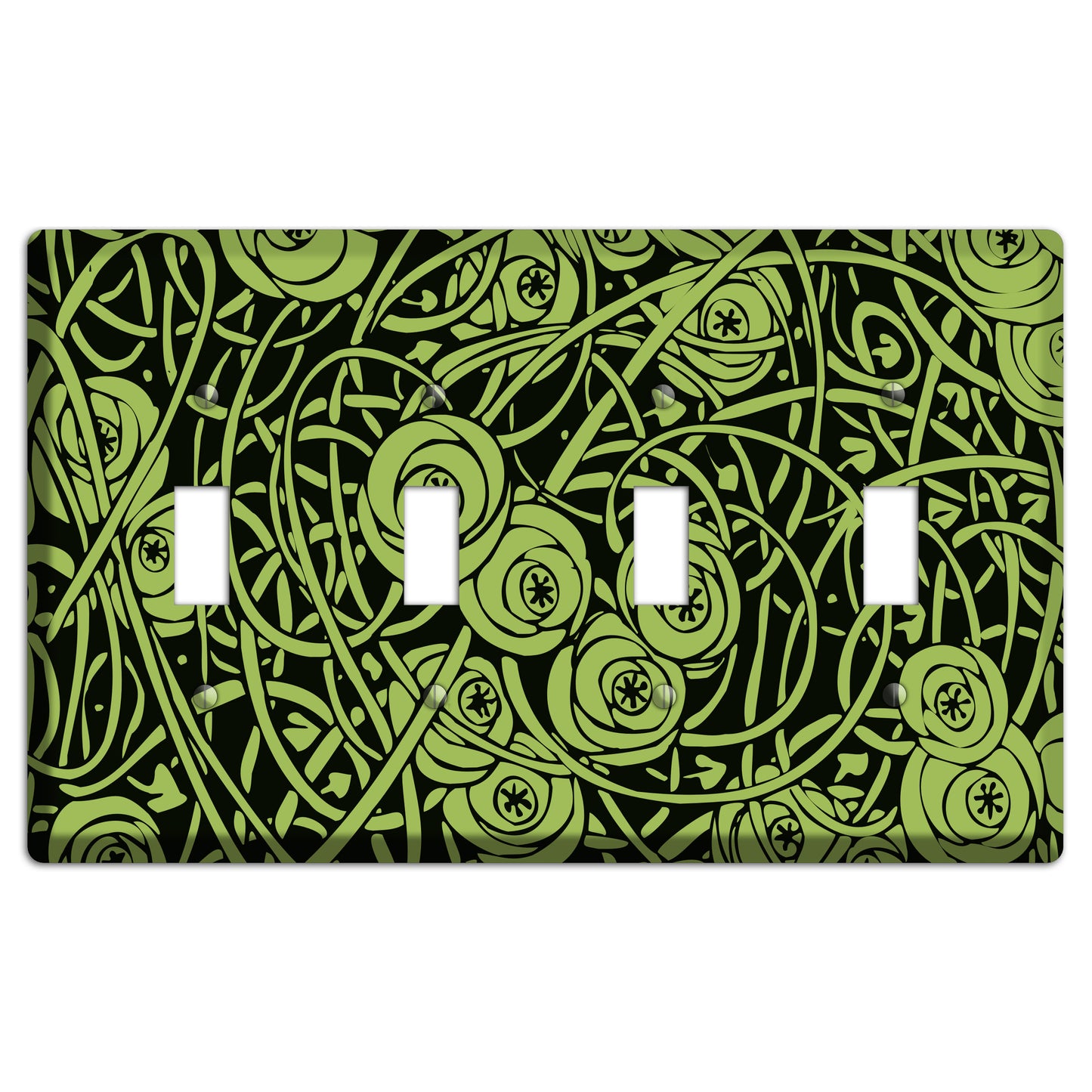 Green Deco Floral 4 Toggle Wallplate