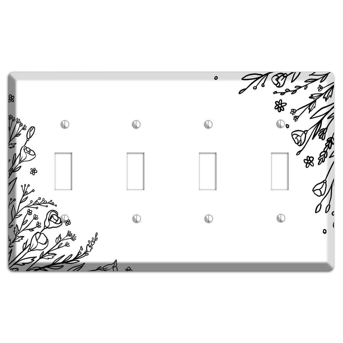 Hand-Drawn Floral 35 4 Toggle Wallplate