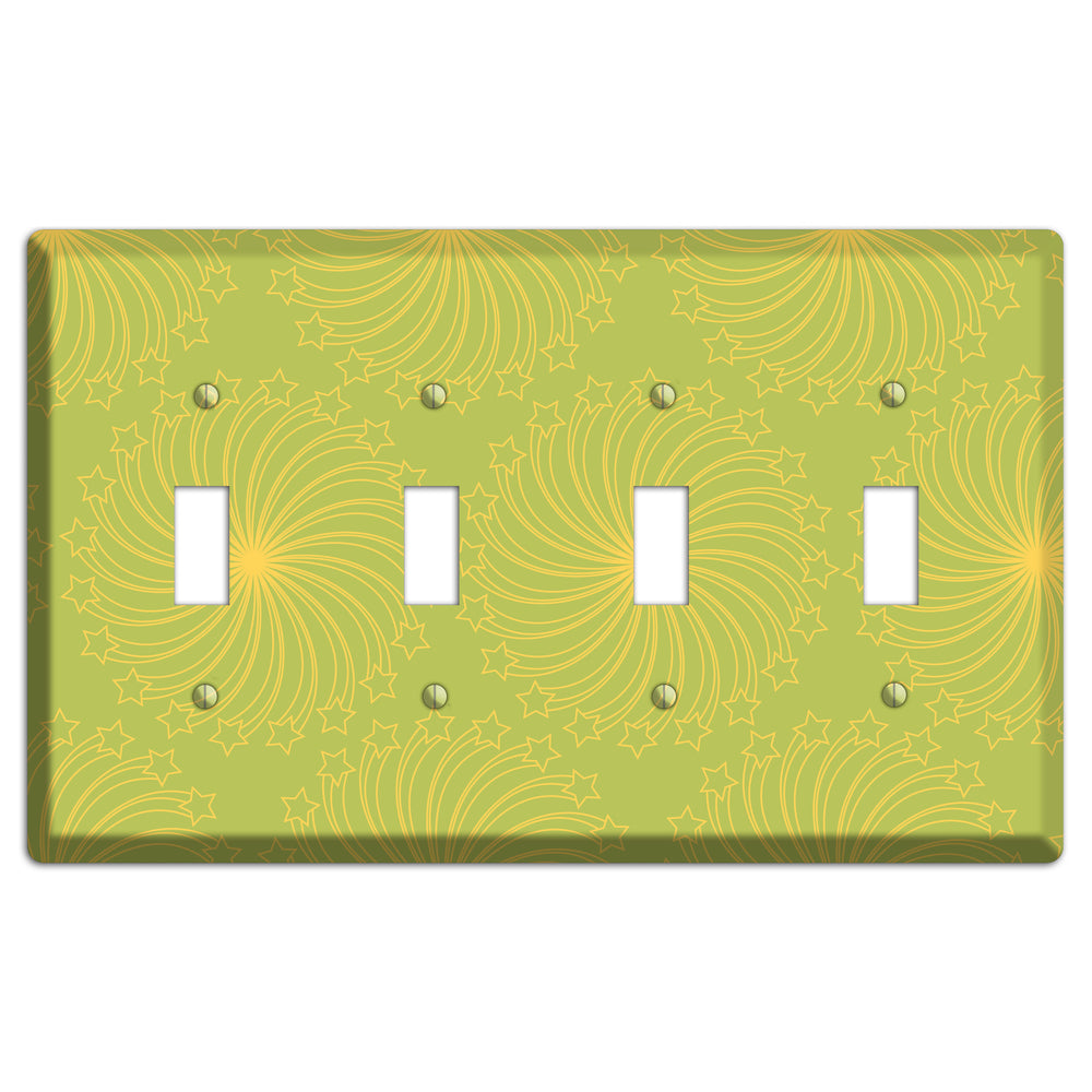 Multi Lime Star Swirl 4 Toggle Wallplate